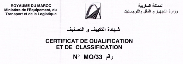 certificat de qualification et classification